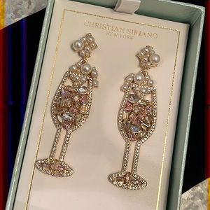 Bubbly Dangle Earrings by Christian Siriano- Champagne Prosecco Bling